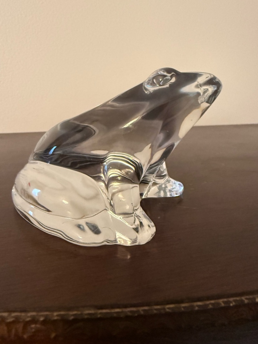 Vintage Baccarat France Crystal Frog Figurine Signed